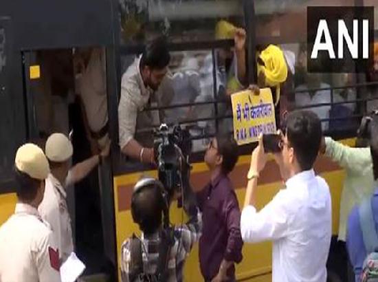 AAP protestors detained outside Patel Chowk metro station; BJP demands Delhi CM resignation
