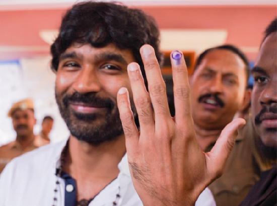 Actor Dhanush casts vote in Chennai