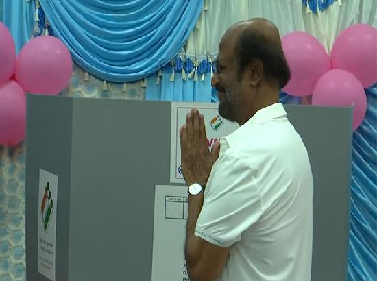 Rajnikanth casts his vote in Chennai