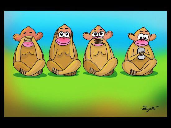 When the fourth monkey joins Gandhi’s three wise monkeys