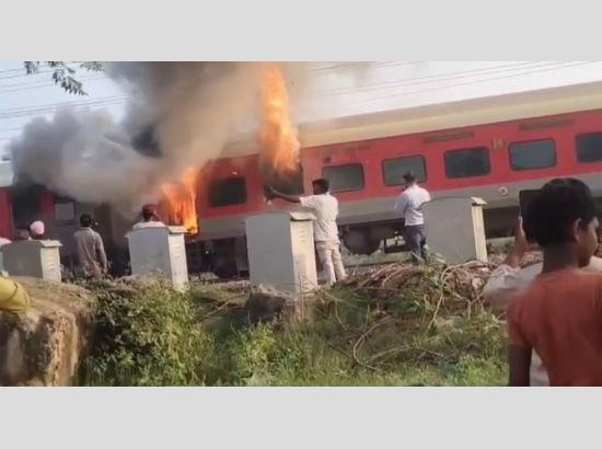 Train full of passengers catches fire, many injured