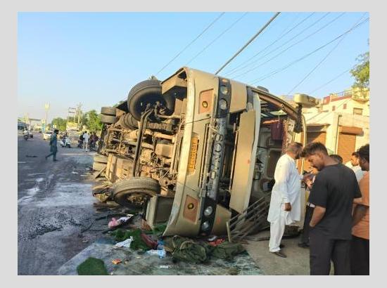 One dead, several injured as sleeper Bus overturns near Ghagga in Patiala