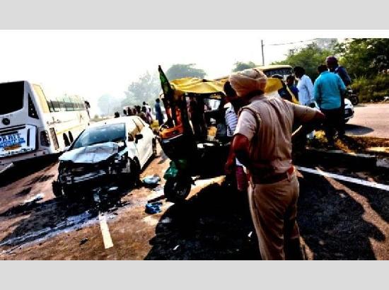 Over a dozen injured as car collides with auto after tyre burst