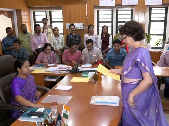 Priyanka Gandhi files nomination for Wayanad by-poll