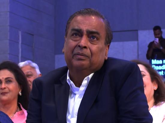 Mukesh Ambani gets emotional while listening to Anant and Isha Ambani’s address during Jio Platforms IPO ceremony