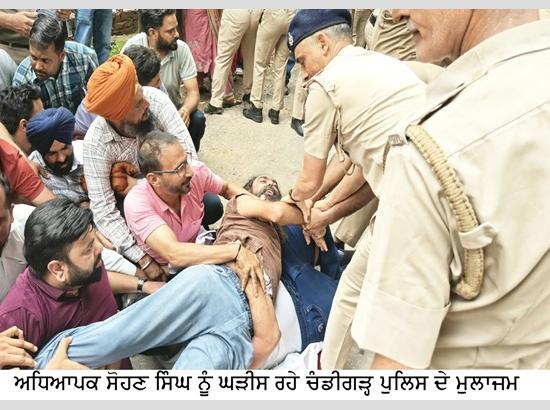 ETT teachers detained during Chandigarh protest outside Minister Harpal Cheema’s residence