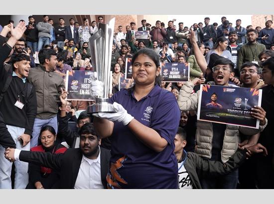 ICC Men’s T20 World Cup 2026 Trophy reaches Chandigarh University; Students wish Indian Team to win the trophy again