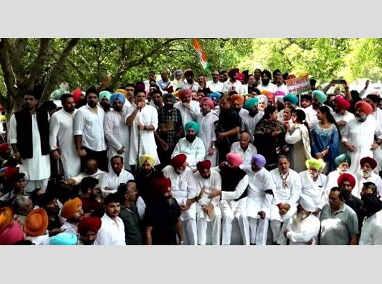 Punjab Congress stages protest in Chandigarh over Gulzar Singh suicide case, demands Harpal Cheema’s resignation
