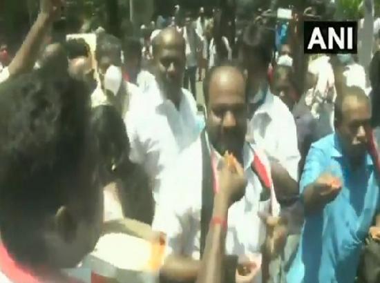 Despite EC ban on victory processions, DMK workers celebrate outside party headquarters in