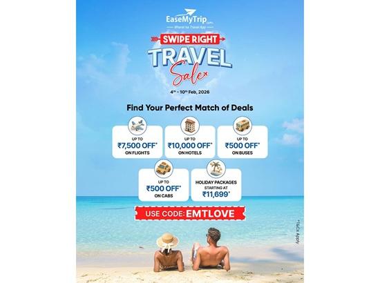 EaseMyTrip launches 'Swipe Right Travel Sale' for Valentine's Day travel