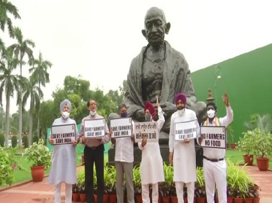 Monsoon session: Opposition MPs stage protest over farm laws inside Parliament premises