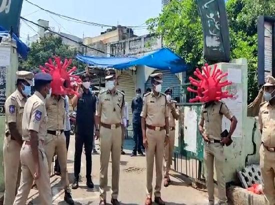 Hyderabad Police don COVID-shaped helmets to raise awareness