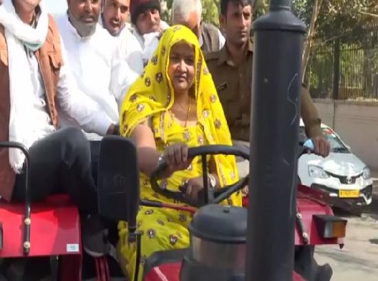 Congress MLA reaches state assembly on tractor to support protesting farmers