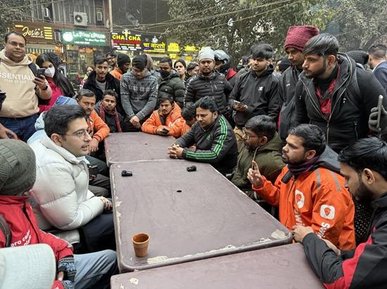 MP Raghav Chadha spends New Year’s Eve with gig workers, backs their demands for fair pay and dignity