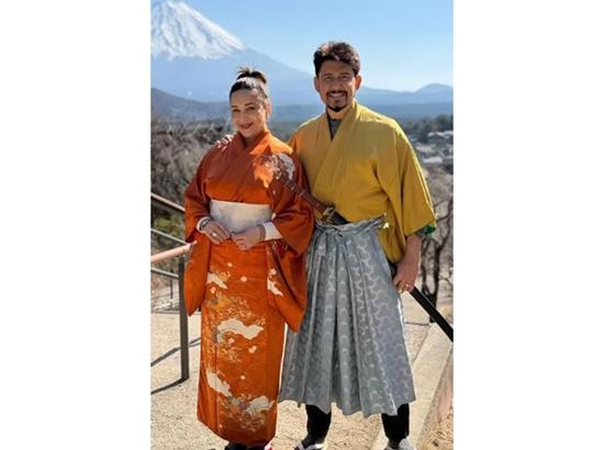 Madhuri Dixit rocks a kimono on her Japan getaway with husband Shriram Nene, poses by Mount Fuji; see pics