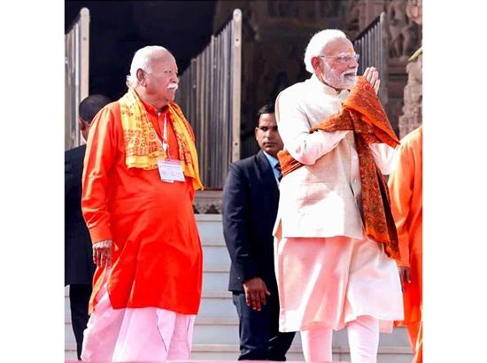 “Commitment to Seva and nation building”: PM Modi lauds Mohan Bhagwat’s address at RSS centenary event