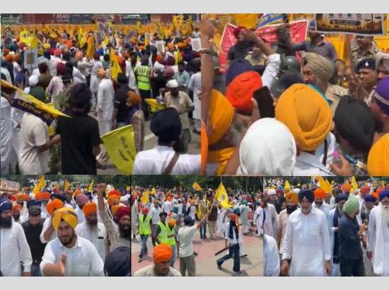 Breaking: Tension at Mohali-Chandigarh border as protesters march for release of Bandi Singhs, MP Amritpal Singh