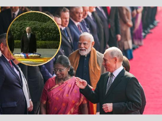 Putin receives grand welcome at Rashtrapati Bhavan; Pays tribute to Mahatma Gandhi