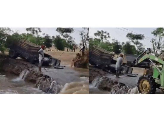 Raikot canal breach floods hundreds of acres, farmer narrowly escapes disaster