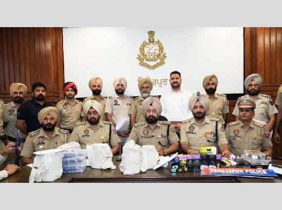 Major crackdown in Ferozepur: 4 cases solved, 8 held with heroin, weapons and vehicles