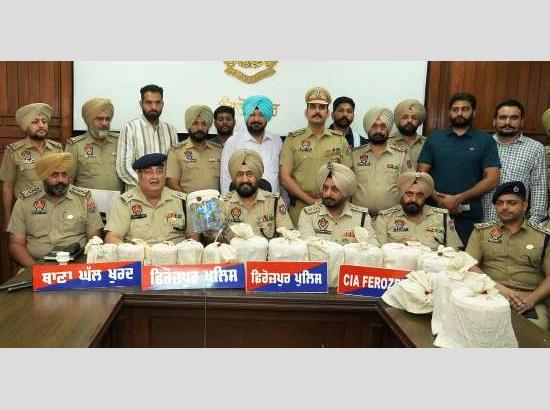 Ferozepur Police nab five youths in major drug bust; Over 13 kg heroin, weapons recovered