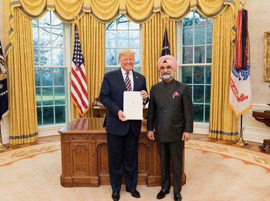 Trump wishes Taranjit Singh Sandhu success as Delhi Lt Governor, praises role in strengthening India-US ties