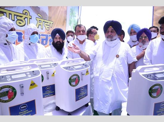 Sukhbir Badal announces Vaccine Sewa in Amritsar, starts Oxygen Sewa in Abohar