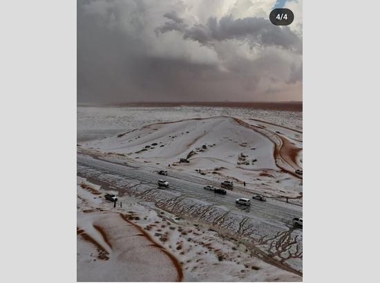 Saudi Arabia's Al-Jawf receives snowfall first time ever; Watch pictures