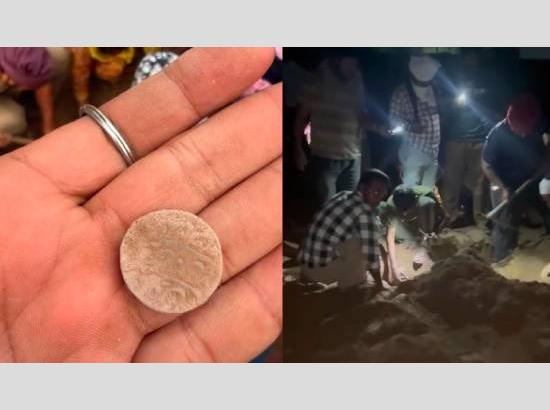 Big Breaking: Earthen pot filled with old silver coins found during excavation in Mohali village; Treasure hunt continues till midnight