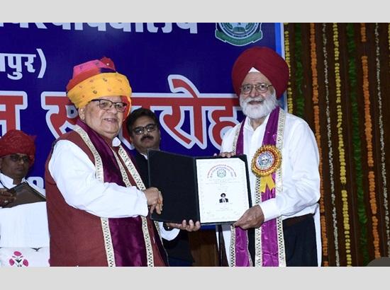 Former PAU VC Dr. BS Dhillon conferred with doctorate degree 