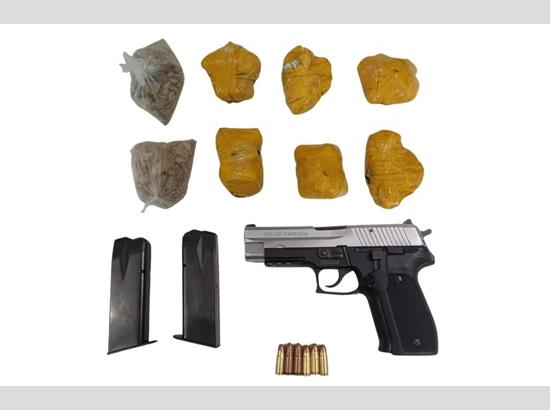 Three-linked to drug and illegal weapon smuggling racket held; 6.5 kg heroin, pistol, Rs 1 lakh drug money recovered