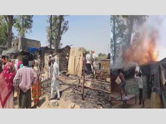 Stubble burning sparks fire, Several huts reduced to ashes in Ferozepur