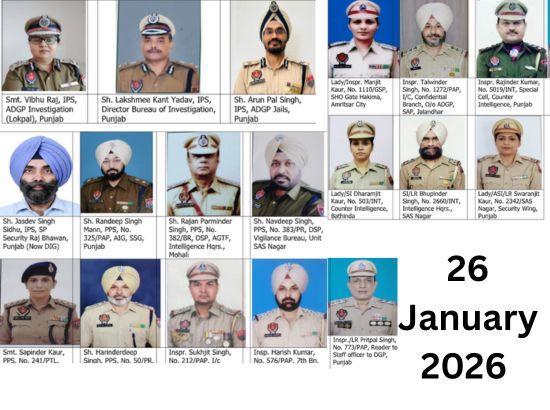 List of Punjab Police personnel selected for Republic Day Awards announced