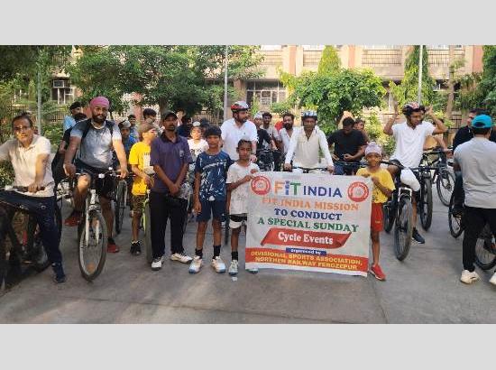 Cycle Rally organised under Fit India Mission by Ferozepur Rail Division