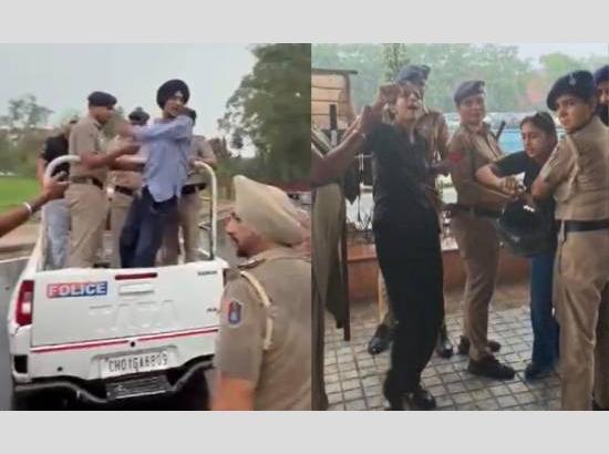 Breaking: Students belonging to Lalkar group protest againt RSS event at Punjab University; Police detains several after clashes