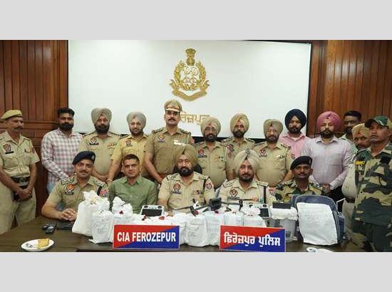 Major drug smuggling racket busted in Ferozepur: 9.5 kg Heroin, drone, arms seized, 4 held
