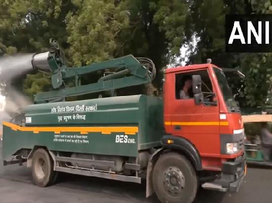 PWD vehicles sprinkle water in Delhi to reduce dust amid rise in air pollution